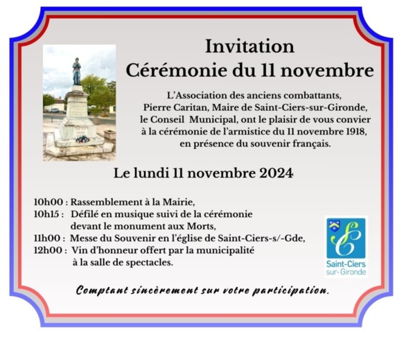 Cérémonie du 11 novembre 2024