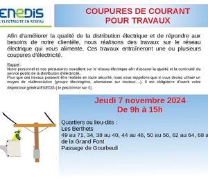 Coupure courant 7 novembre 2024